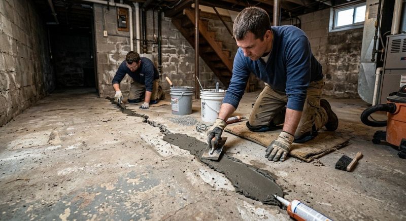 Cracked Basement Floor Repair in Tipton County, TN