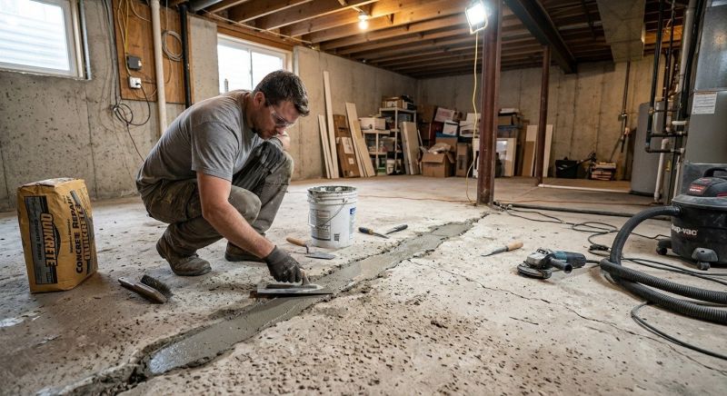 Cracked Basement Floor Repair in Tipton County, TN